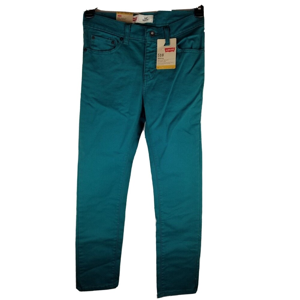 Levis 510 Skinny Jeans Boys 14 Regular Slim Fit 27x27  Shaded Spruce Green NWT